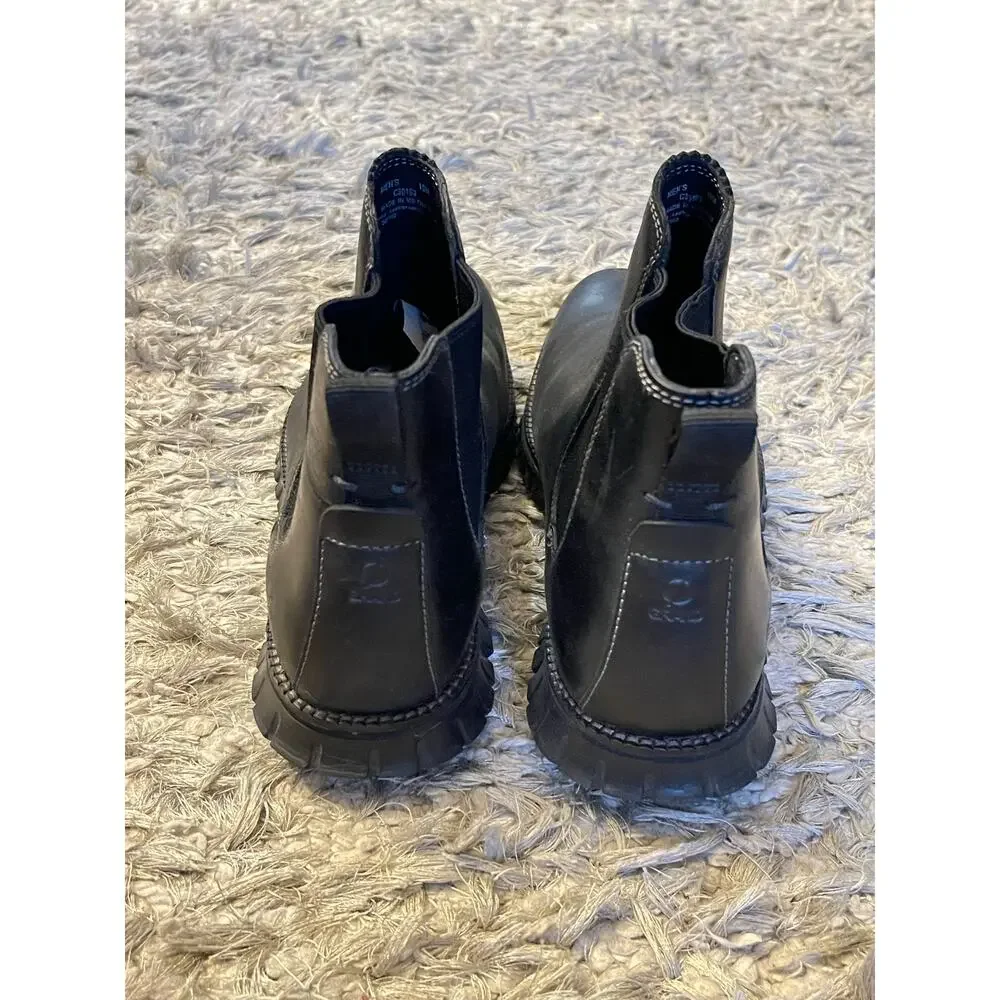 Boots Mens 10 M Zerogrand Ankle Chelsea Black Leather Pull On